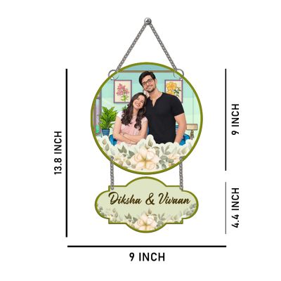 Personalized Cute Couple Photo Frame Wall Hanging For Bedroom, Living Room Decor Gift For Wife, Husband, Girlfriend, Boyfriend & Someone Special